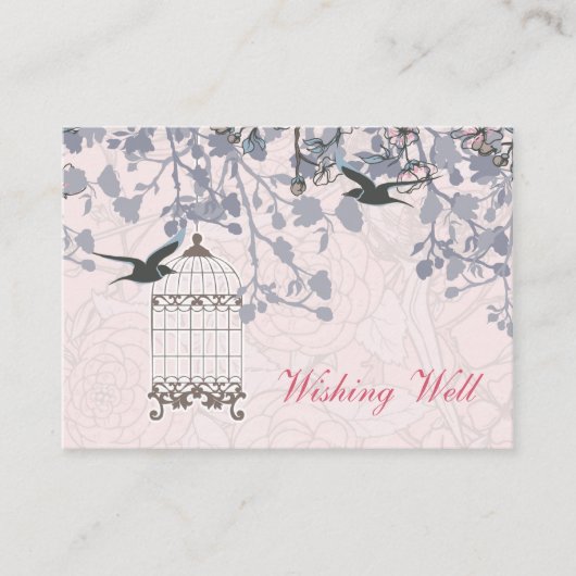 Carte D'accompagnement Cages d'oiseaux roses, inséparables souhaitant des (Devant)