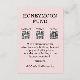 Carte D'accompagnement Caisse de fonds de lune de miel rose moderne pour