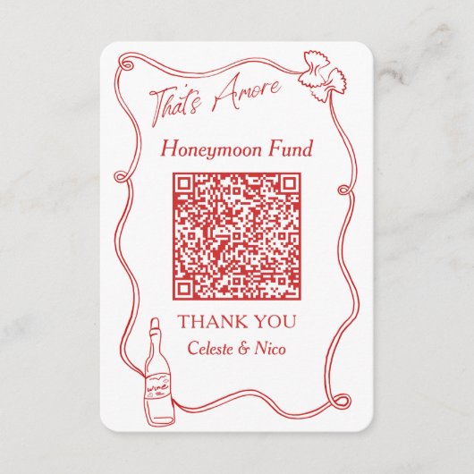 Carte D'accompagnement Caisse de lune de miel italienne "That's Amore" Co (Devant)