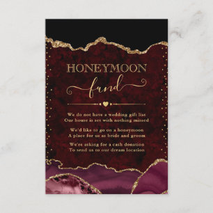 Carte D'accompagnement Caisse de Mariage Lune de Miel Agate Rouge et Or