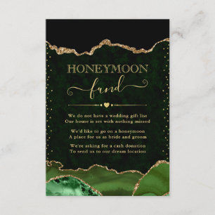 Carte D'accompagnement Caisse de mariage lune de miel Agate verte et doré