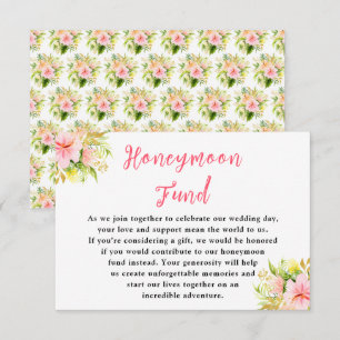 Carte D'accompagnement Caisse de Mariage Lune de Miel Fleur Tropicale Jun