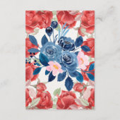 Carte D'accompagnement Caisse de Mariage Lune de Miel Rouge Bleu Floral H (Dos)