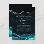 Carte D'accompagnement Caisse de Noces de Mariage Agate Sarcelle et Argen (Devant / Derrière)