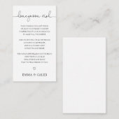 Carte D'accompagnement Caisse de vœux de lune de miel en calligraphie sim (Devant / Derrière)