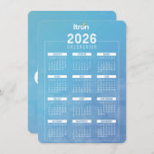 Carte D'accompagnement Calendrier 2026 Itron Bleu Français (Devant / Derrière)
