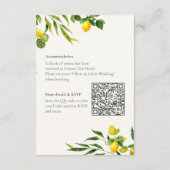 Carte D'accompagnement Calendrier de mariage au citron à l'aquarelle avec (Dos)