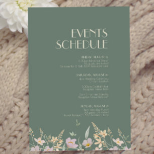 Carte D'accompagnement Calendrier des Mariages fleur sauvage Sage Deco