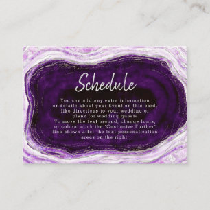 Carte D'accompagnement Calendrier du Mariage Amethyst Purple & Silver Geo