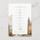Carte D'accompagnement Calendrier Mariage Forest Mountain Ordre des événe (Devant)