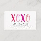 Carte D'accompagnement Câlins et bisous (XOXO) Fête de mariage de la Sain (Devant)