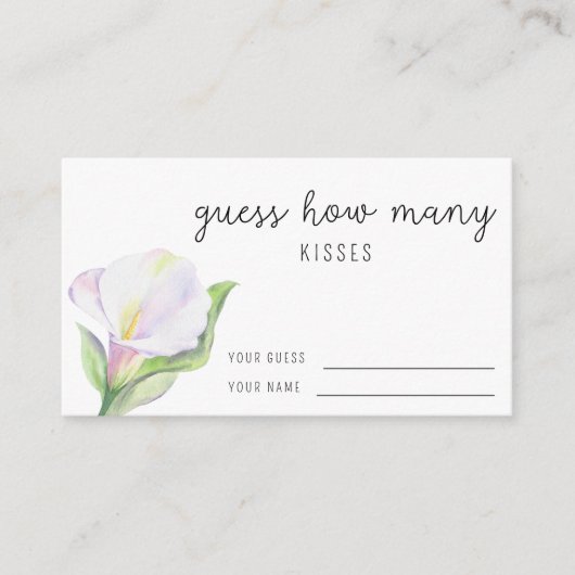 Carte D'accompagnement Calla - Devinez combien de baisers jeu de mariage (Devant)