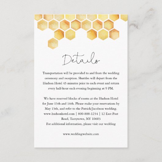 Carte D'accompagnement CALLA Honey Bee Détails (Devant)