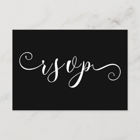 Carte D'accompagnement Calligraphe Script traditionnel Noir Mariage RSVP (Dos)
