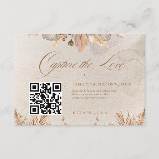 Carte D'accompagnement Calligraphie Automne Boho Capture Le code QR d'amo (Devant)