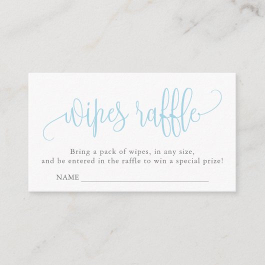 Carte D'accompagnement Calligraphie Baby shower linges Raffle, bleu clair (Devant)