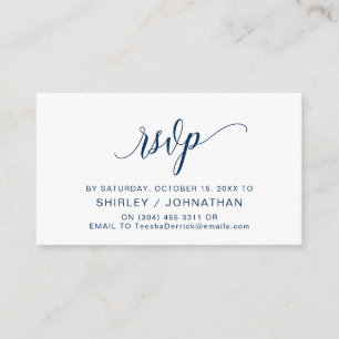 Carte D'accompagnement Calligraphie bleu marine moderne, mariage RSVP