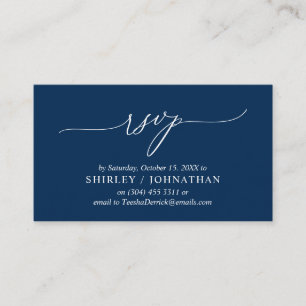Carte D'accompagnement Calligraphie bleu marine moderne, mariage RSVP