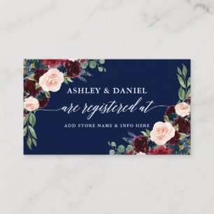 Carte D'accompagnement Calligraphie Bourgogne Floral Mariage Registre ble