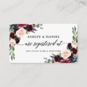 Carte D'accompagnement Calligraphie Burgundy Blue Floral Mariage Registry (Devant)