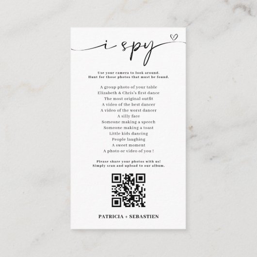 Carte D'accompagnement Calligraphie Chic Capter Le Code QR Amour (Dos)