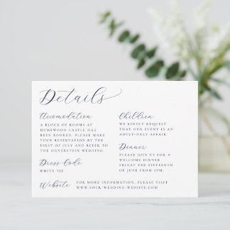 Carte D'accompagnement Calligraphie classique Détails Mariage blanc