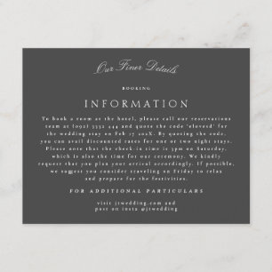 Carte D'accompagnement Calligraphie classique grise Détails du Mariage