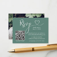 Calligraphie Coeur Eucalyptus Mariage vert QR RSVP