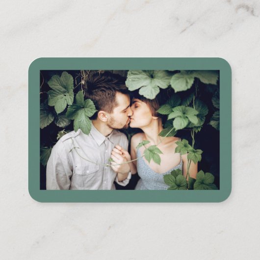 Carte D'accompagnement Calligraphie Coeur Eucalyptus Mariage vert RSVP QR (Dos)