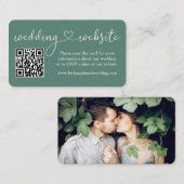 Carte D'accompagnement Calligraphie Coeur Eucalyptus Mariage vert Web QR (Devant / Derrière)