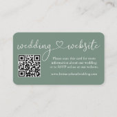 Carte D'accompagnement Calligraphie Coeur Mariage Web QR Photo Sage Green (Devant)