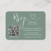 Carte D'accompagnement Calligraphie Coeur Photo Mariage Sage Green RSVP Q (Devant)