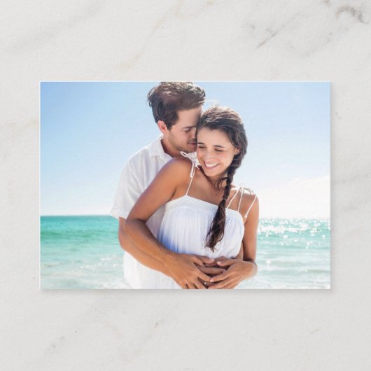 Carte D'accompagnement Calligraphie Coeur Photo Mariage Turquoise QR RSVP (Dos)