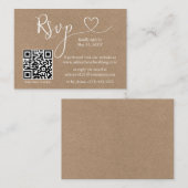 Carte D'accompagnement Calligraphie Coeur QR Kraft Mariage RSVP (Devant / Derrière)