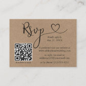Carte D'accompagnement Calligraphie Coeur QR Mariage Kraft RSVP (Devant)