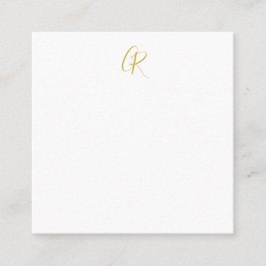 Carte D'accompagnement Calligraphie couleur or monogramme moderne minimal (Devant)