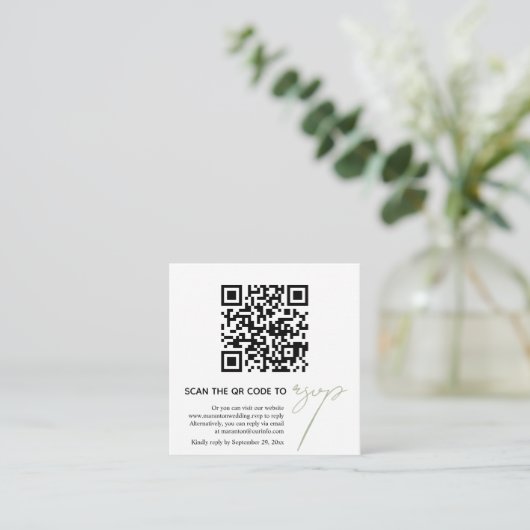 Carte D'accompagnement Calligraphie de code QR moderne mariage photo RSVP (Debout devant)