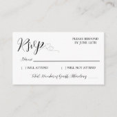 Carte D'accompagnement Calligraphie de Coeur Noir moderne Script Mariage (Devant)