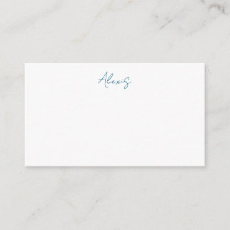 Carte D'accompagnement Calligraphie de nom Script Plain Simple Blanc Bleu