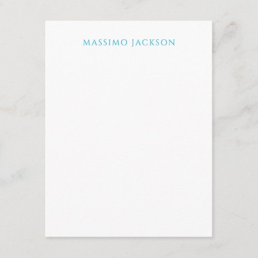Carte D'accompagnement Calligraphie de nom Script Plain Simple Blanc Bleu (Devant)