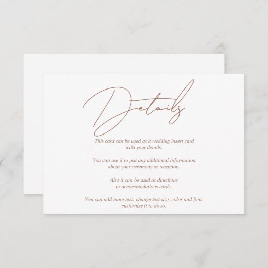 Carte D'accompagnement Calligraphie de script moderne mocha et mariage bl (Devant / Derrière)