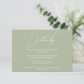 Carte D'accompagnement Calligraphie de script moderne sauge vert mariage  (Debout devant)