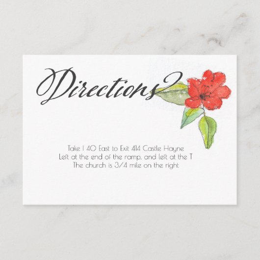 Carte D'accompagnement Calligraphie des fleurs rouges Instructions Mariag (Devant)