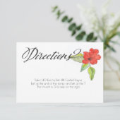 Carte D'accompagnement Calligraphie des fleurs rouges Instructions Mariag (Debout devant)