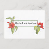 Carte D'accompagnement Calligraphie des fleurs rouges Instructions Mariag (Dos)