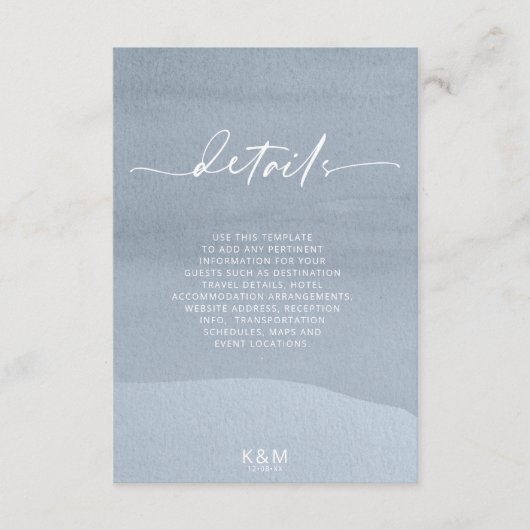 Carte D'accompagnement Calligraphie Détails floraux Dusty Blue ID771 (Devant)