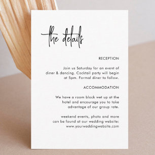 Carte D'accompagnement Calligraphie Détails simples du Mariage