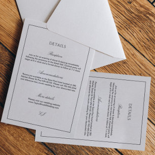 Carte D'accompagnement Calligraphie Élégante Détails de Mariage Noir et B