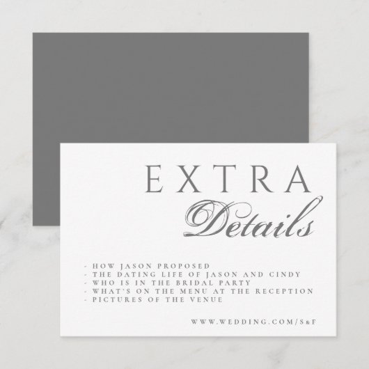 Carte D'accompagnement Calligraphie formelle Mariage élégant (Devant / Derrière)