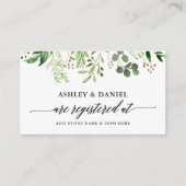 Carte D'accompagnement Calligraphie Green Botanical Mariage Registry (Devant)